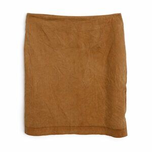 Peter Cohen Suede Leather Mini Skirt Brown Minimalist Side Slit Size Small